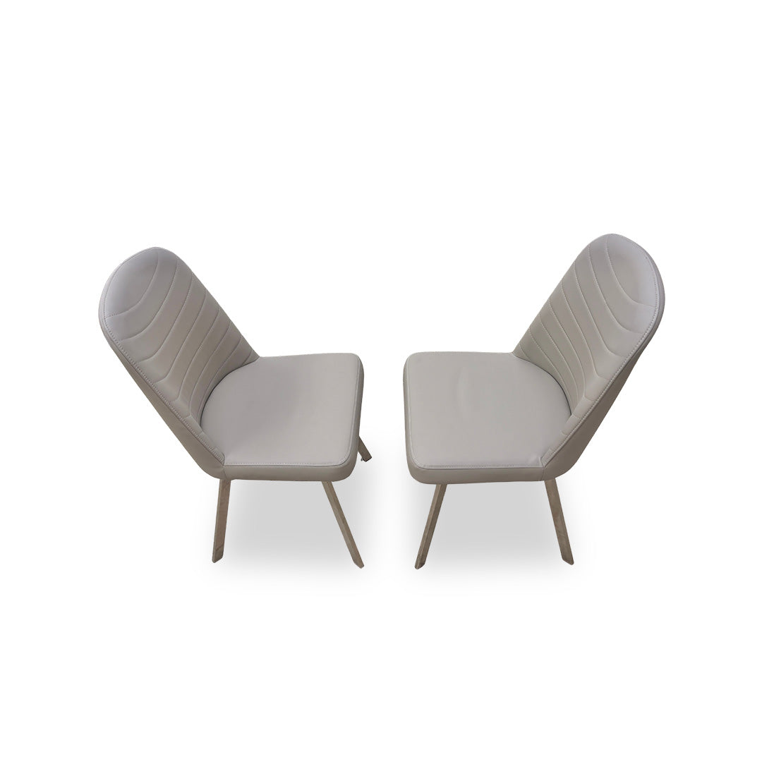 'Evolution' Grey Faux Leather Upholstery Dining Chair - Set of 2