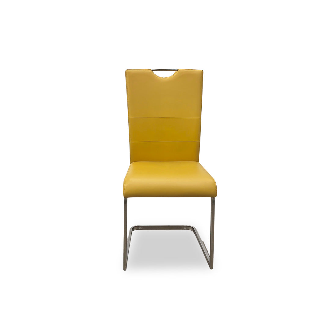 'Bianco' Yellow Faux Leather Cantilever Dining Chair