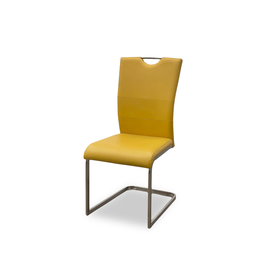 'Bianco' Yellow Faux Leather Cantilever Dining Chair