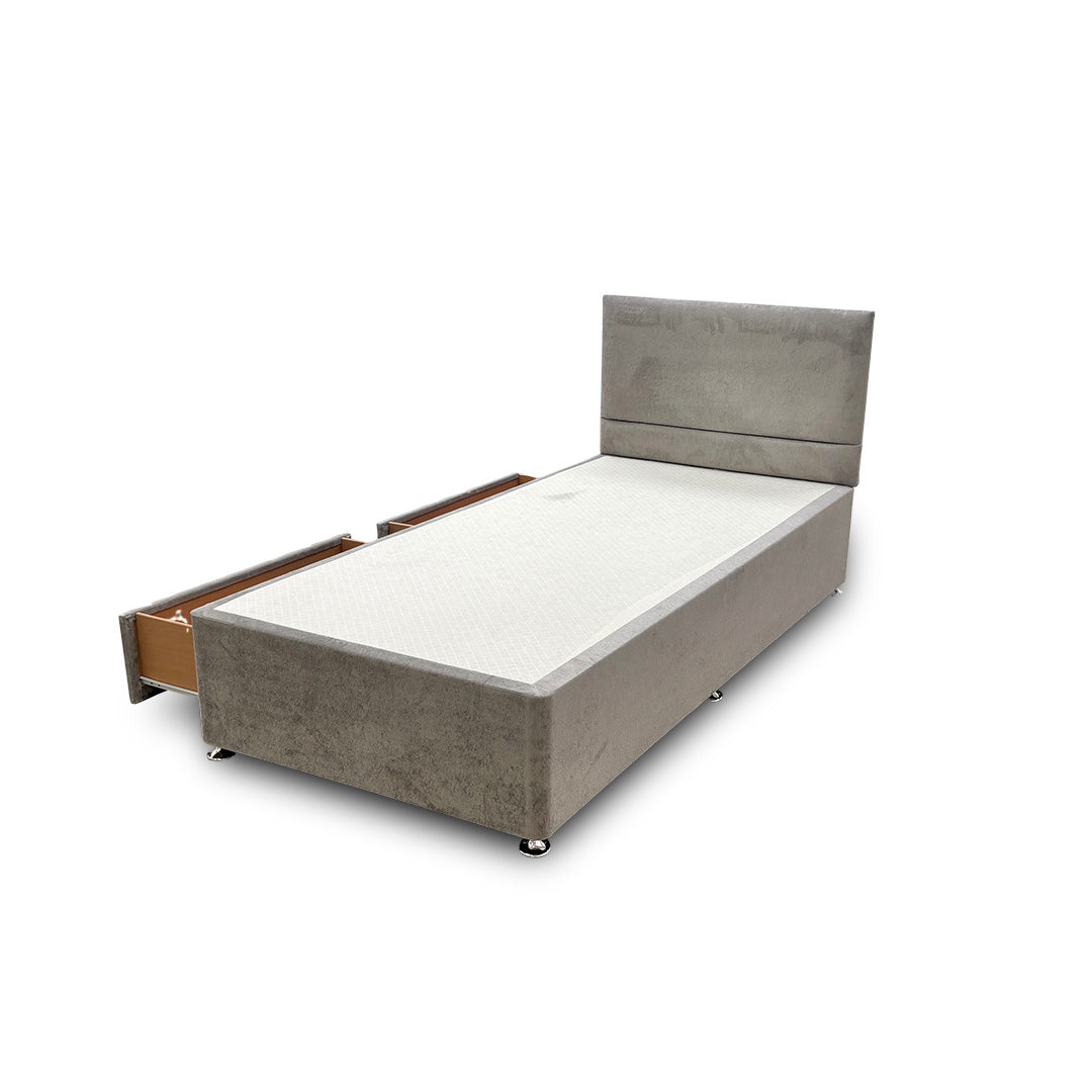 'Capella' Milan Nickel 2 Draw Bed + Headboard - Single