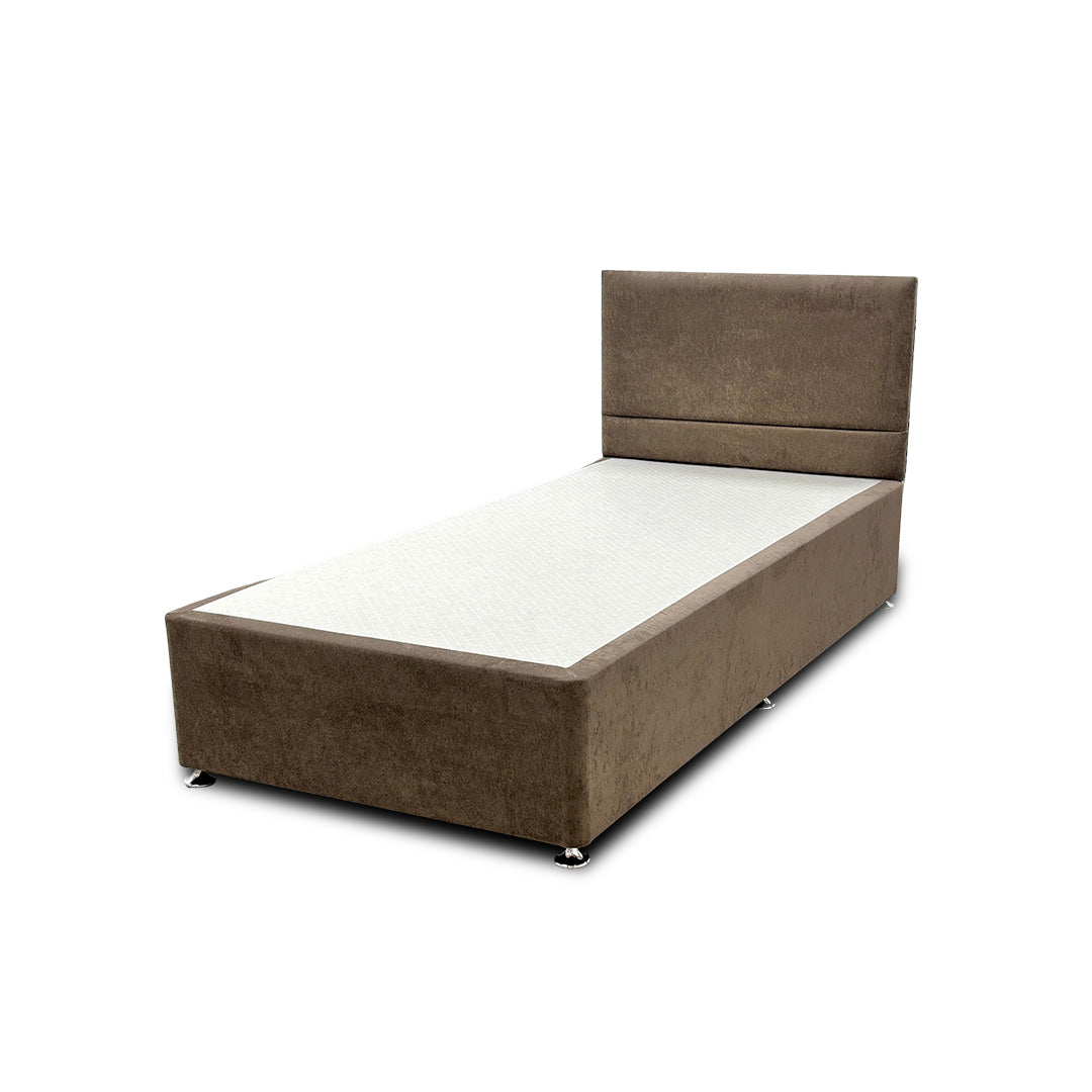 'Capella' Milan Mocha Brown Bed + Headboard - Single
