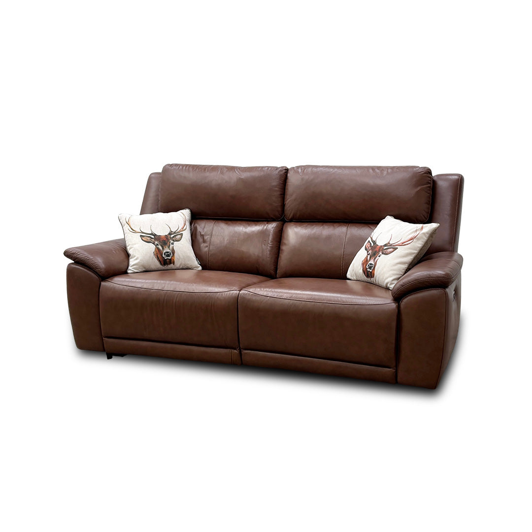 'Utah' Roast Lx-6414 Leather 3 Seater Power Recliner Sofa with Power Headrests and Power Lumbar