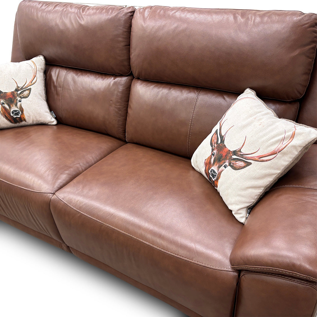 'Utah' Roast Lx-6414 Leather 3 Seater Power Recliner Sofa with Power Headrests and Power Lumbar