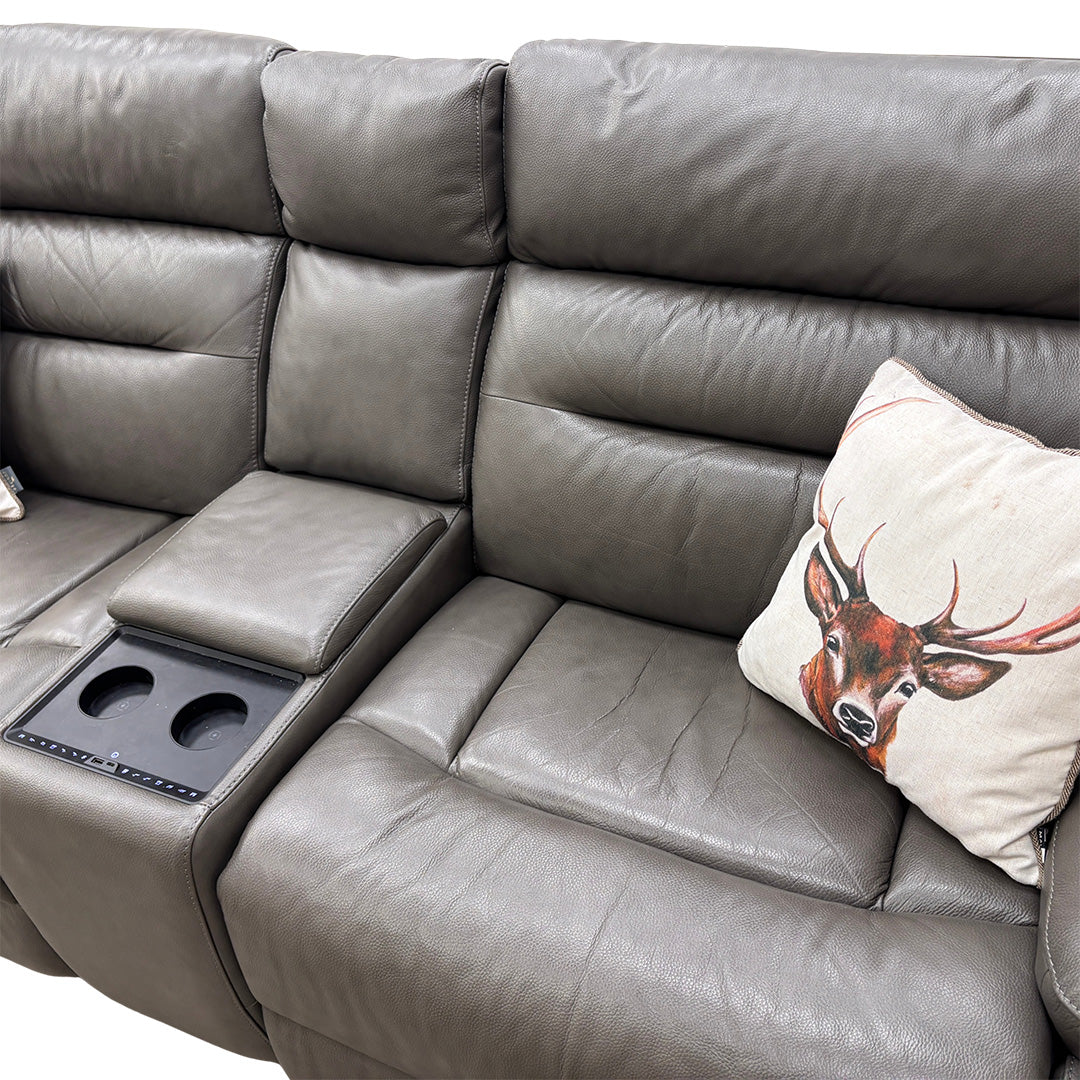 'Cinemax' Piompo Lx-6404 Media 3 Seater Leather Power Recliner Sofa with Power Headrest
