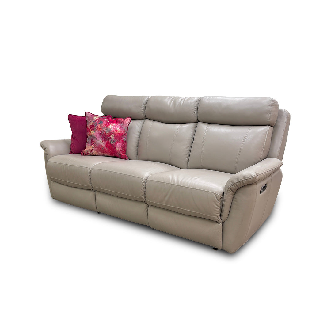'Orlando' 60/23 Lead Grey Leather 3 Seater Power Recliner Sofa with Power Headrest and Power Lumbar