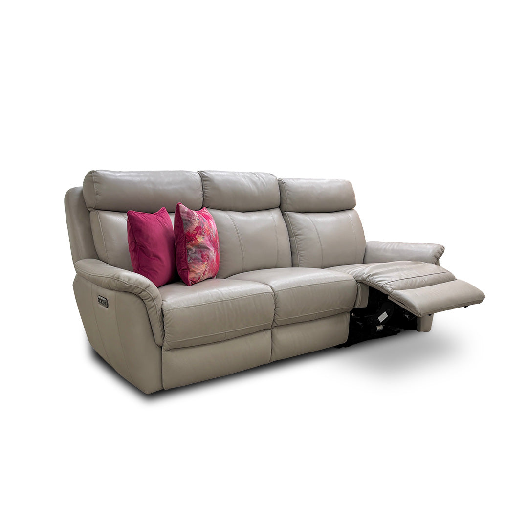 'Orlando' 60/23 Lead Grey Leather 3 Seater Power Recliner Sofa with Power Headrest and Power Lumbar