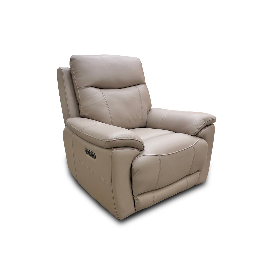 'Sloane' Cat-40/08 Oyster Leather Power Recliner Chair