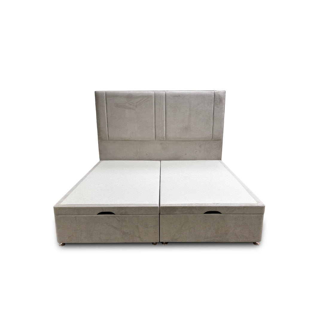 'Pegasus' Milan Stone Floor Standing Headboard + Double Ottoman End Lift Base - Super King