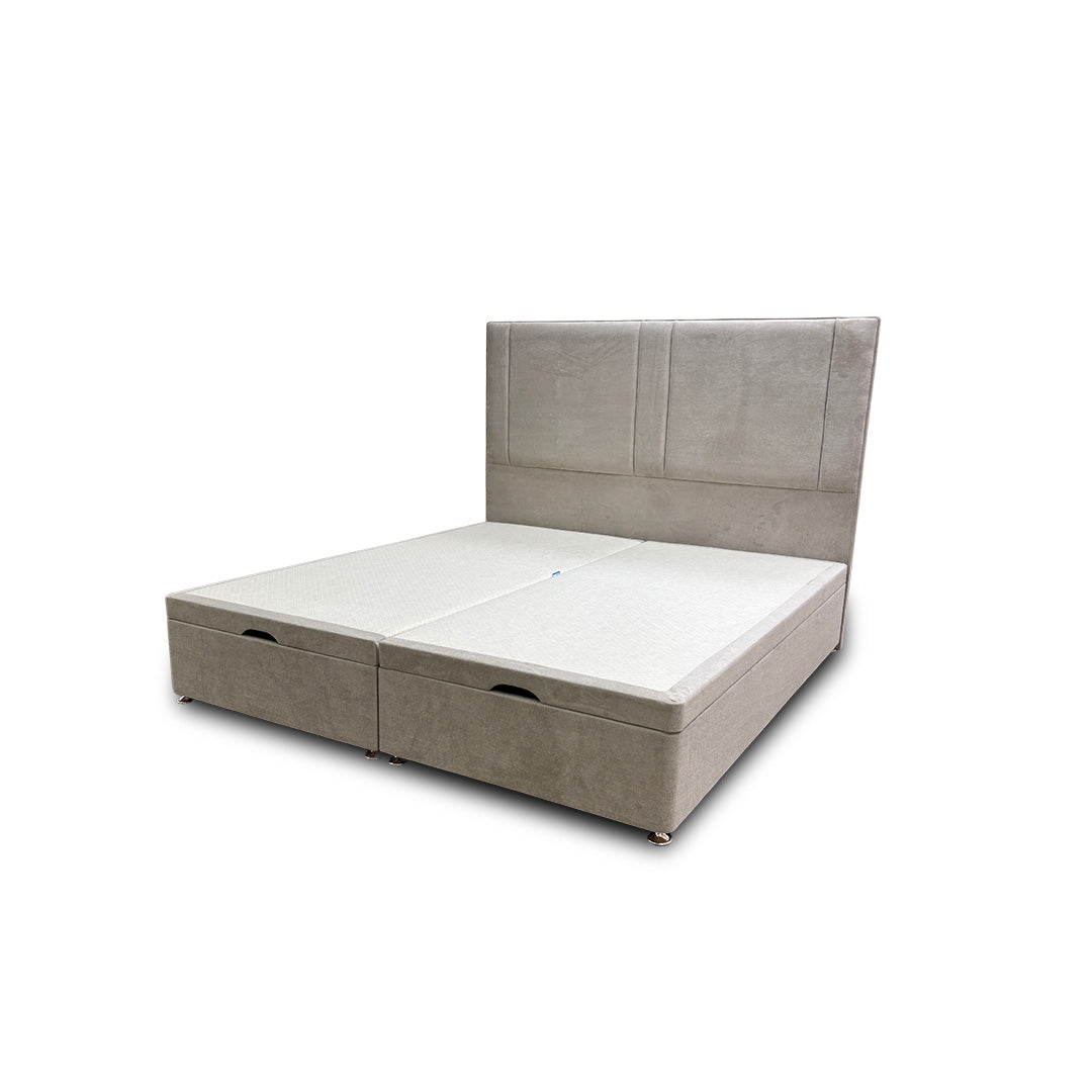 'Pegasus' Milan Stone Floor Standing Headboard + Double Ottoman End Lift Base - Super King