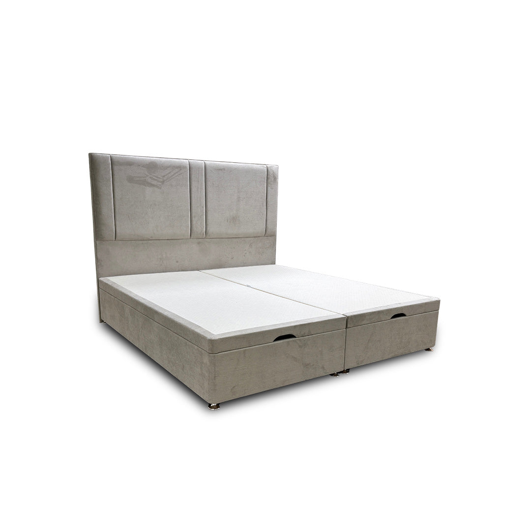 'Pegasus' Milan Stone Floor Standing Headboard + Double Ottoman End Lift Base - Super King