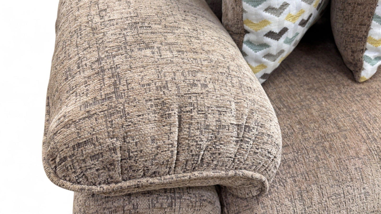‘Melody’ Oatmeal Fabric 2 Seater Manual Recliner Sofa + Recliner Armchair