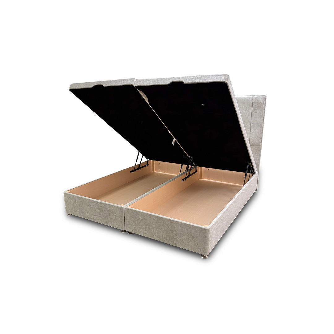 'Pegasus' Milan Stone Floor Standing Headboard + Double Ottoman End Lift Base - Super King