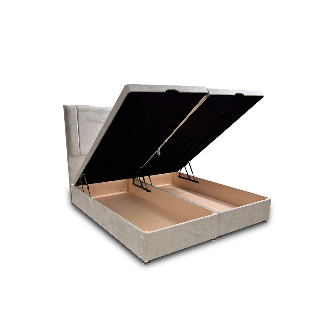 'Pegasus' Milan Stone Floor Standing Headboard + Double Ottoman End Lift Base - Super King