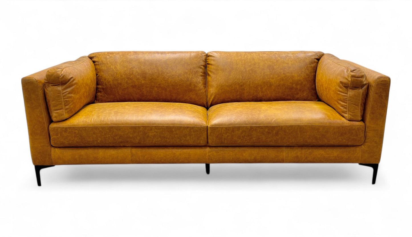 ‘Szymon’ Desert Tan Leather 4 Seater Sofa
