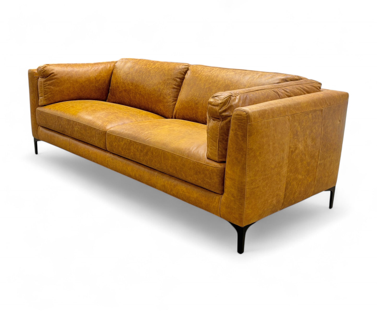 ‘Szymon’ Desert Tan Leather 4 Seater Sofa