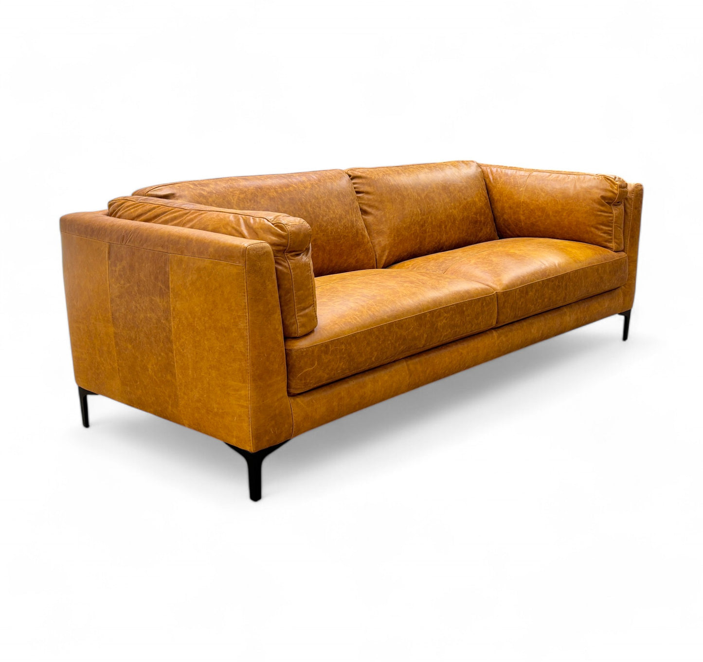 ‘Szymon’ Desert Tan Leather 4 Seater Sofa