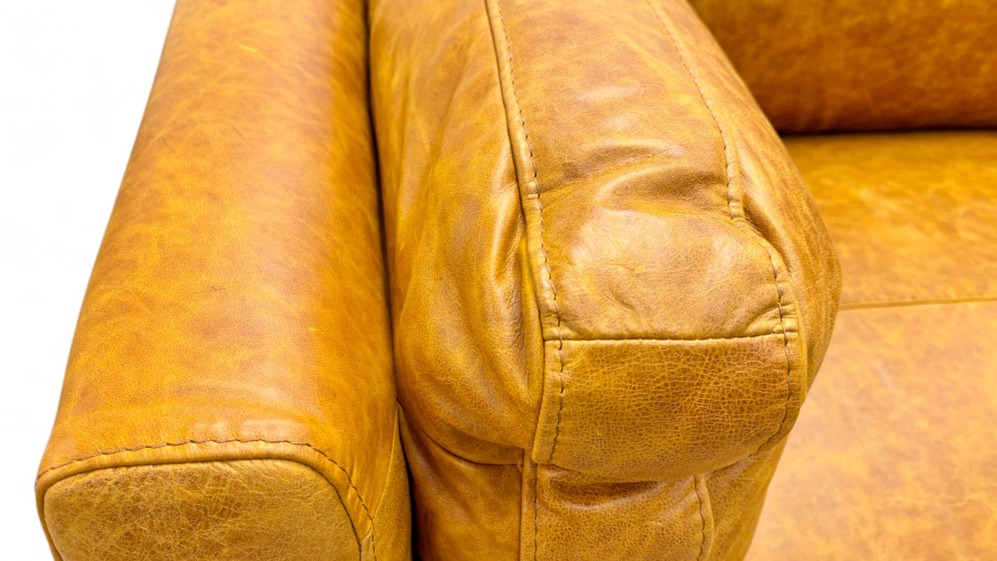 ‘Szymon’ Desert Tan Leather 4 Seater Sofa