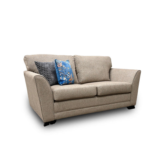 'Poppy' Beige Tight Weave Fabric Large 2 Seater Sofa Bed