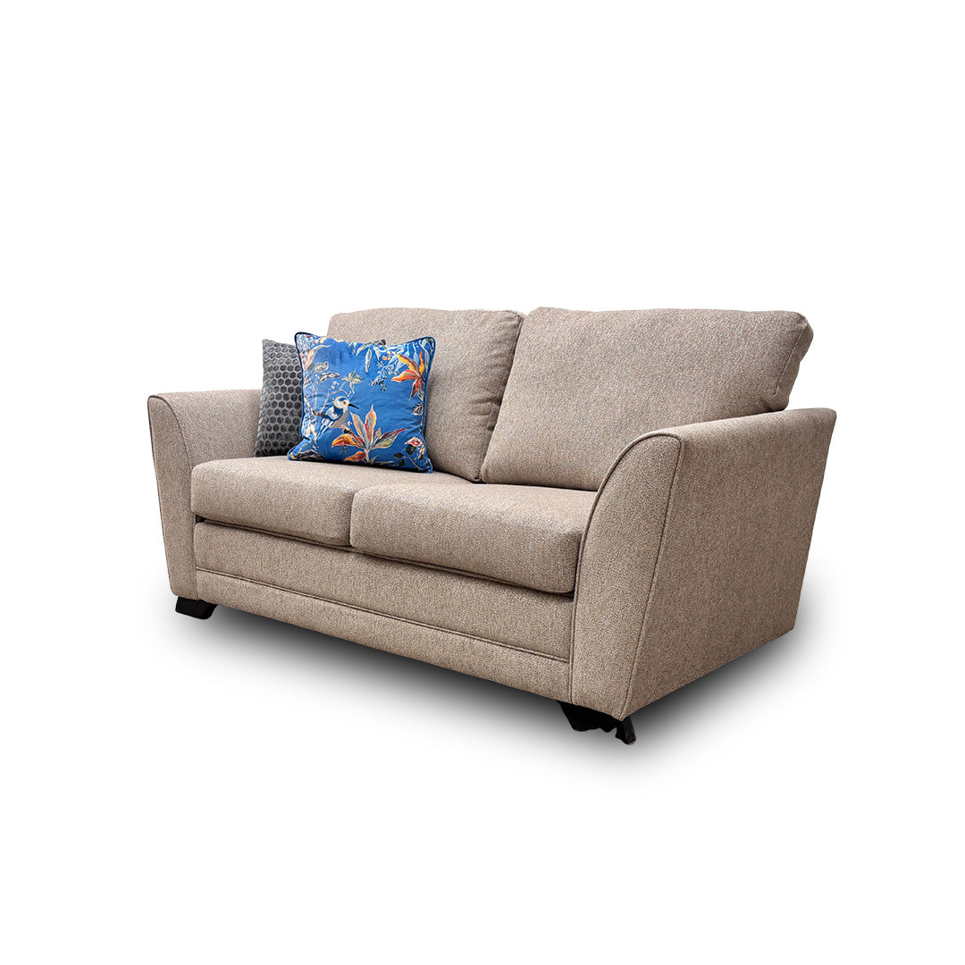 'Poppy' Beige Tight Weave Fabric Large 2 Seater Sofa Bed