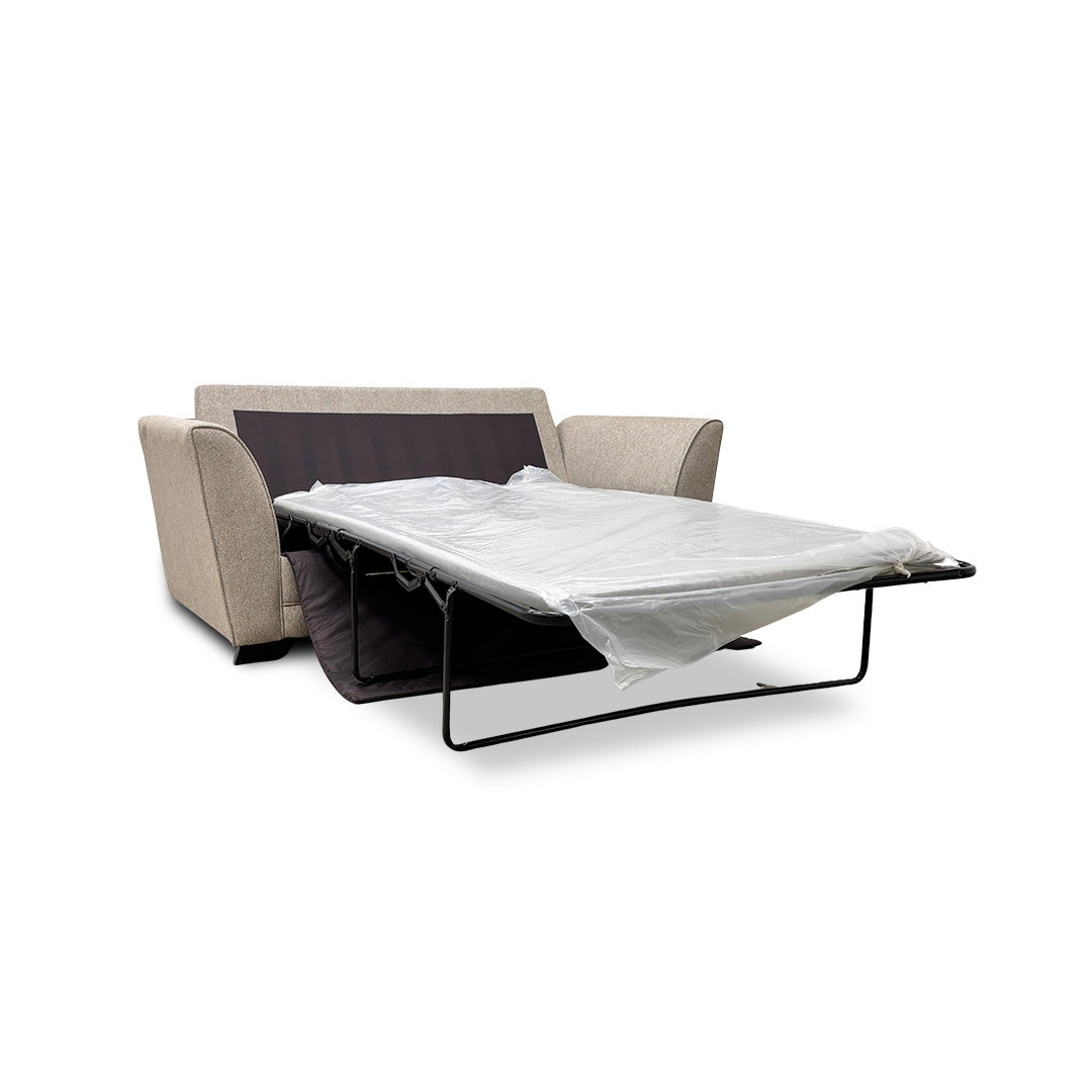 'Poppy' Beige Tight Weave Fabric Large 2 Seater Sofa Bed