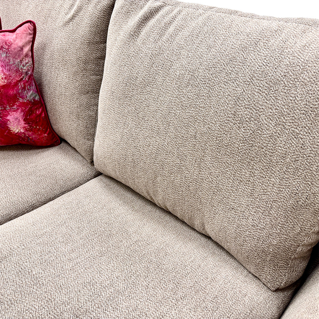 'Poppy' Oatmeal Tight Weave Fabric Large 2 Seater Sofa Bed