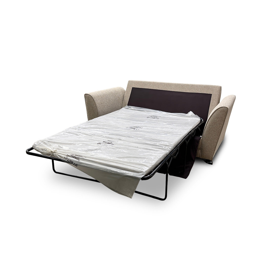 'Poppy' Cream Tight Weave Fabric Large 2 Seater Sofa Bed