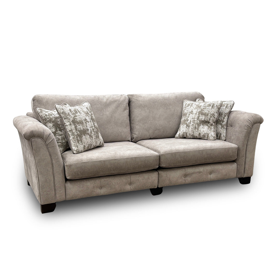 Boutique ‘Aura’ Kenzo Oatmeal Dw Ft Velvet 4 Seater Classic Back Split Frame Sofa