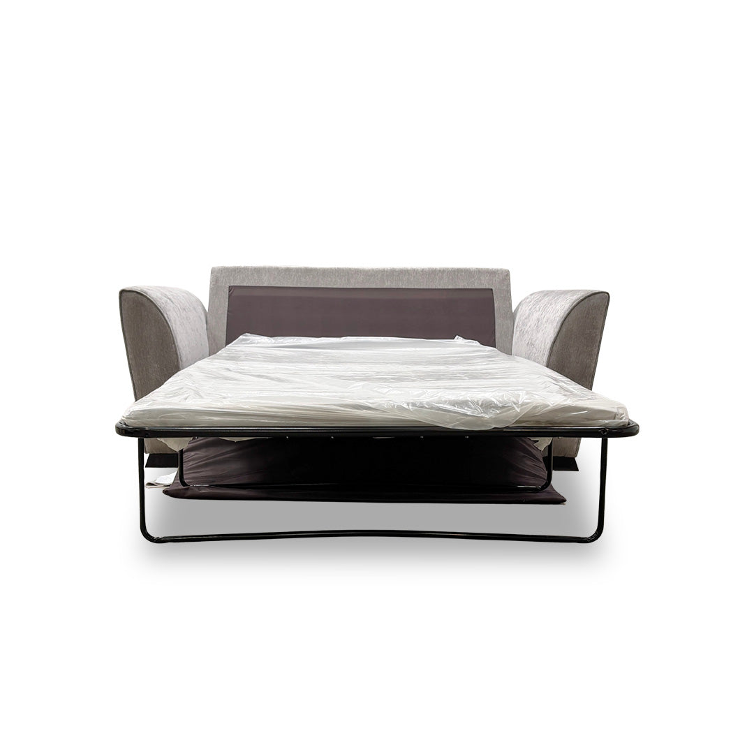 'Poppy' Silver Chenille Fabric Large 2 Seater Sofa Bed