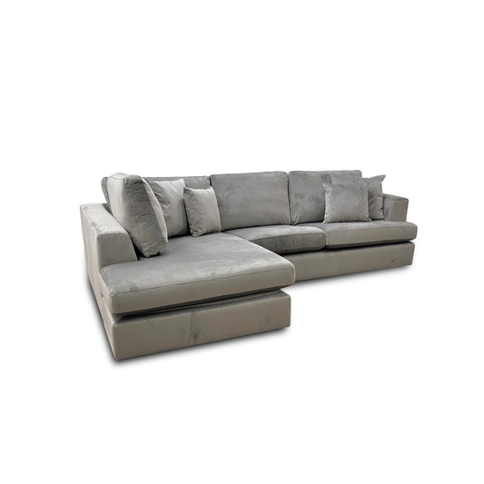 ‘Stratus’ Dolphin Velvet Left Hand Facing Corner Chaise Sofa
