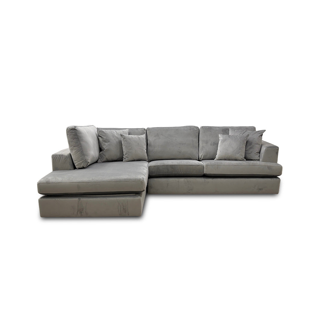 ‘Stratus’ Dolphin Velvet Left Hand Facing Corner Chaise Sofa