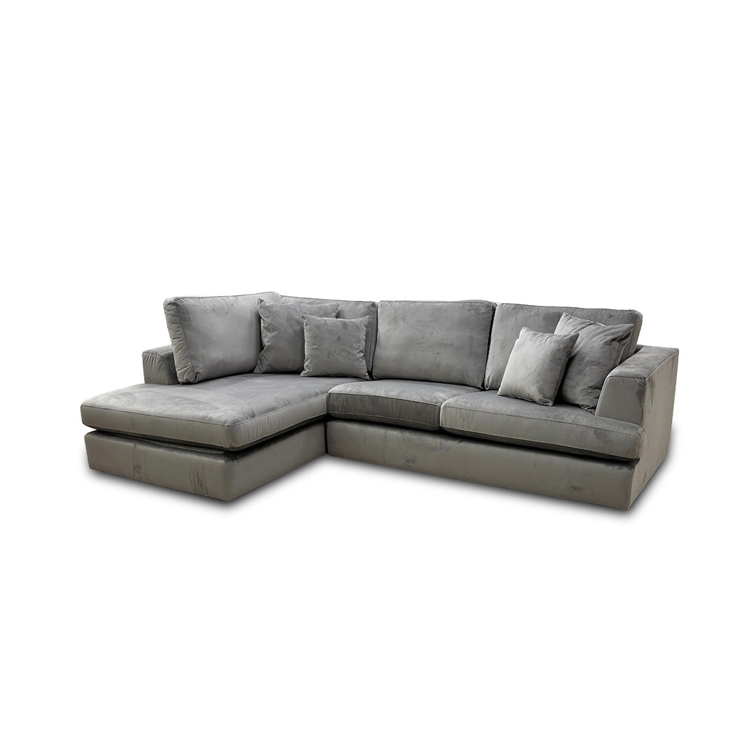 ‘Stratus’ Dolphin Velvet Left Hand Facing Corner Chaise Sofa