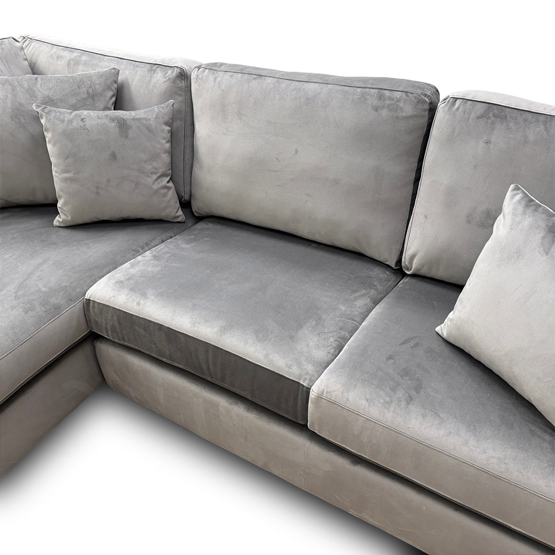 ‘Stratus’ Dolphin Velvet Left Hand Facing Corner Chaise Sofa