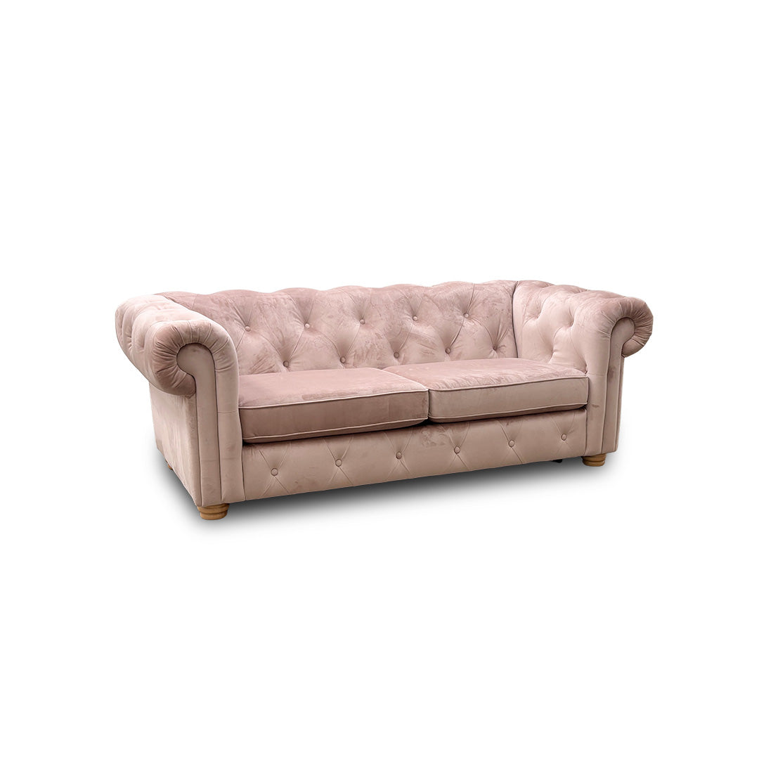 'Belair' Blush Velvet 3 Seater Sofa Bed