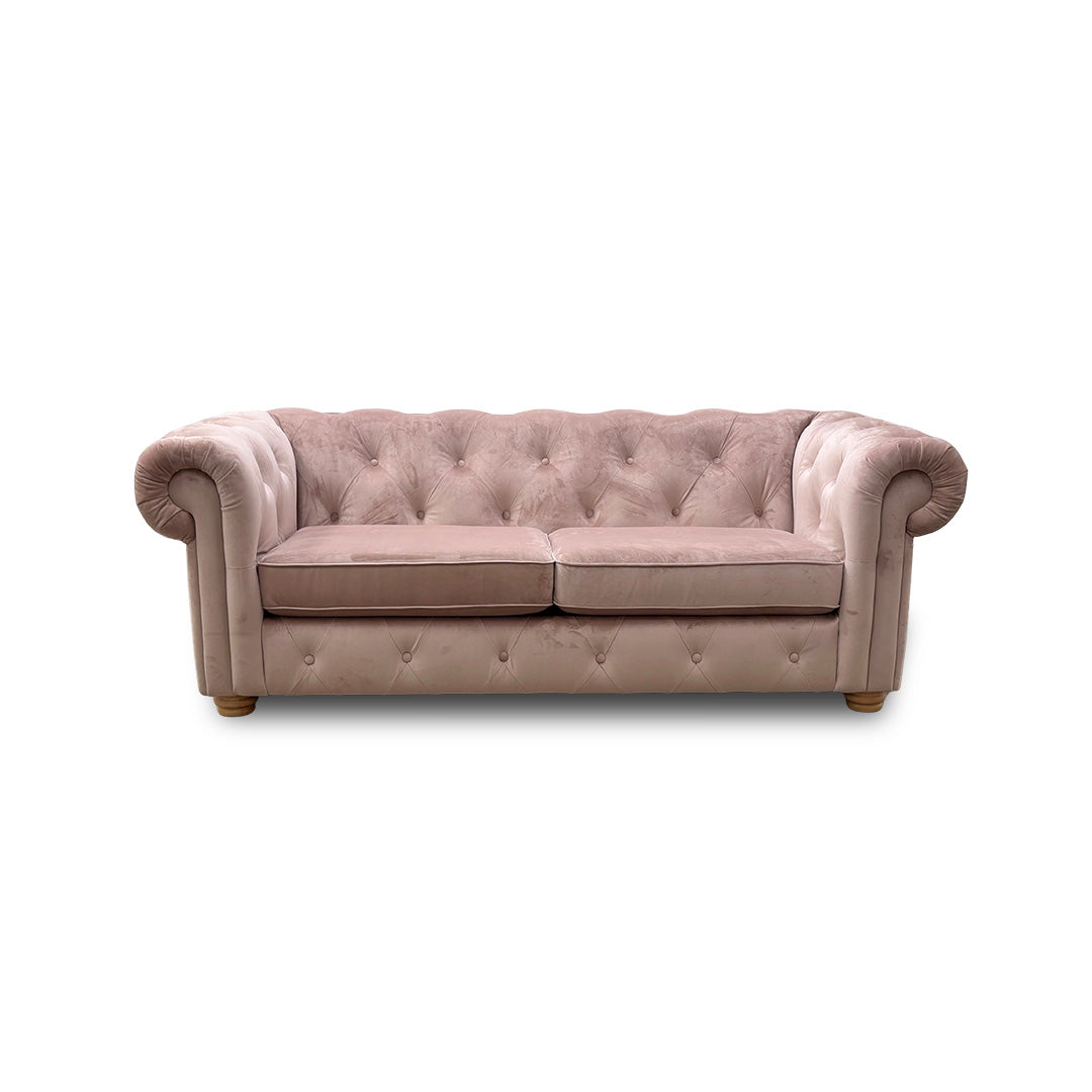 'Belair' Blush Velvet 3 Seater Sofa Bed