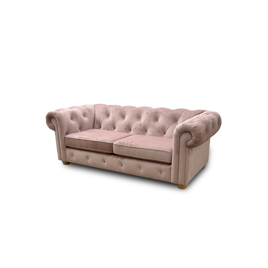 'Belair' Blush Velvet 3 Seater Sofa Bed