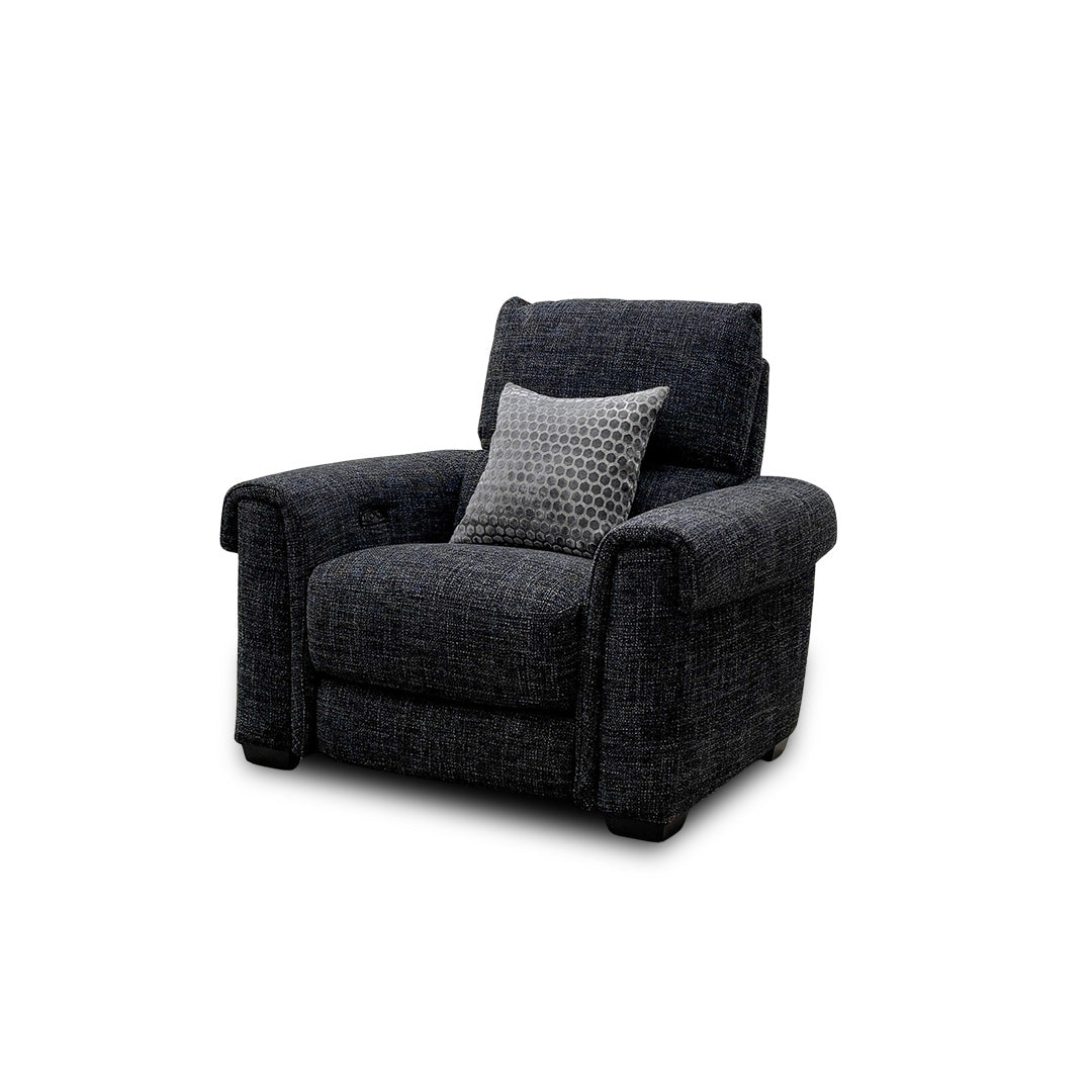'Nixon' Fab-Cac-R463 Black Mica Fabric Power Recliner Chair