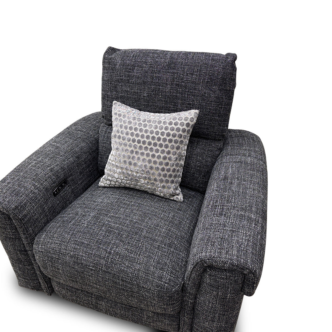 'Nixon' Fab-Cac-R463 Black Mica Fabric Power Recliner Chair