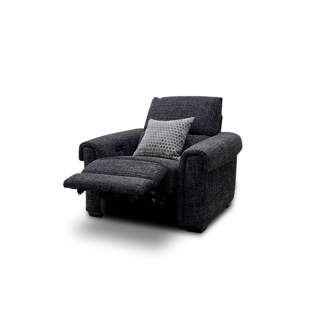 'Nixon' Fab-Cac-R463 Black Mica Fabric Power Recliner Chair