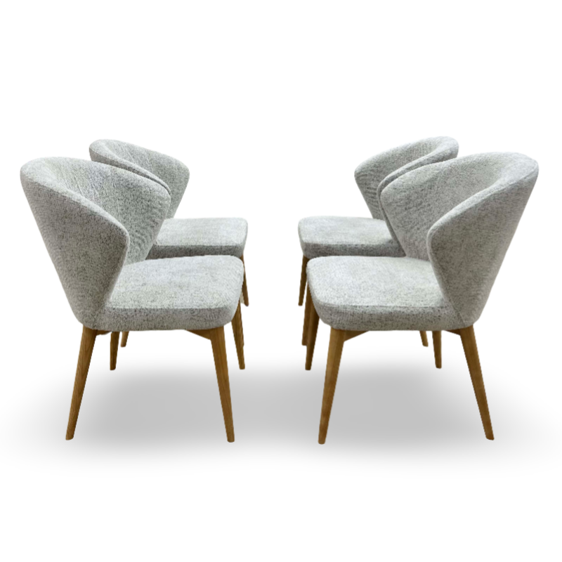 ‘Evie’ Natural Fabric Dining Chairs - Set of 4
