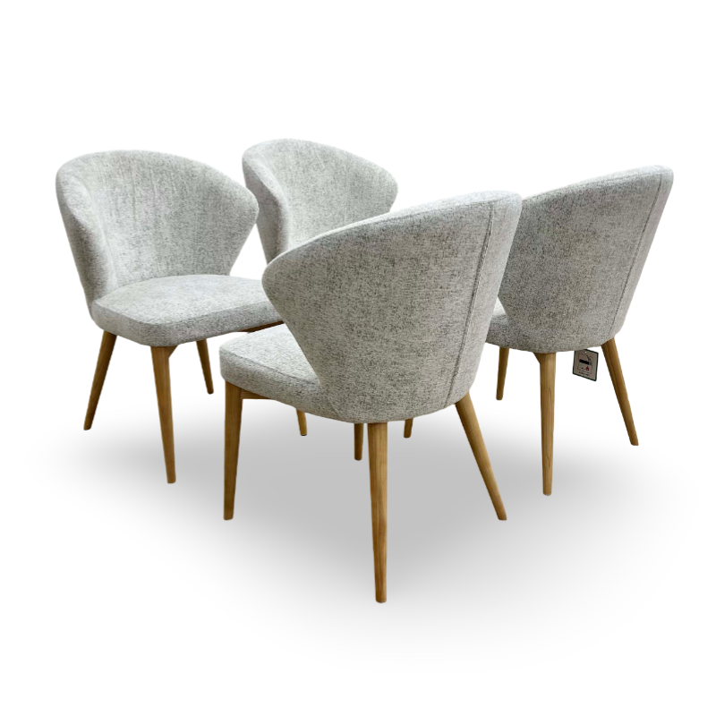 ‘Evie’ Natural Fabric Dining Chairs - Set of 4