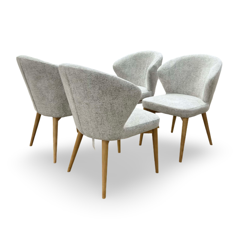 ‘Evie’ Natural Fabric Dining Chairs - Set of 4