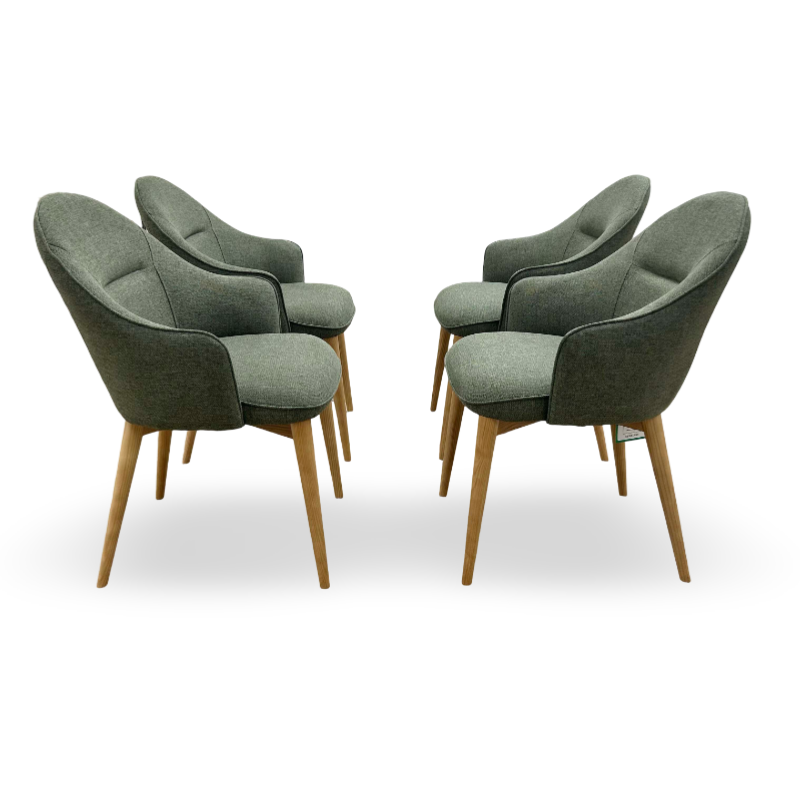 ‘Evalyn’ Green Fabric Dining Chairs - Set of 4