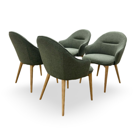 ‘Evalyn’ Green Fabric Dining Chairs - Set of 4