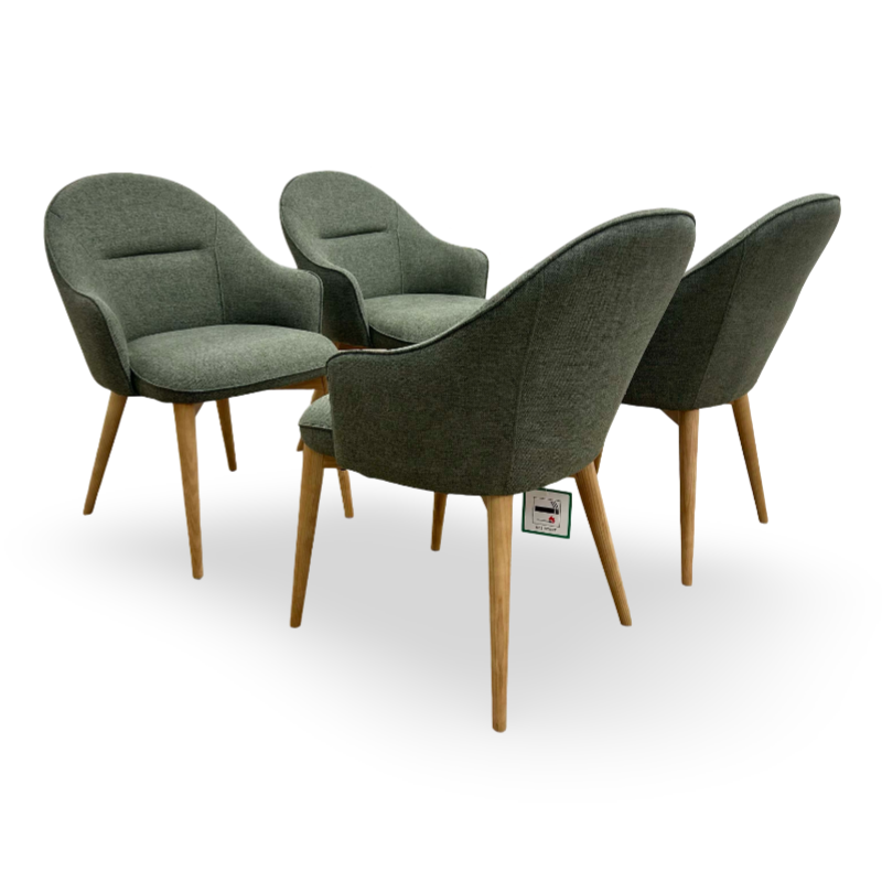 ‘Evalyn’ Green Fabric Dining Chairs - Set of 4