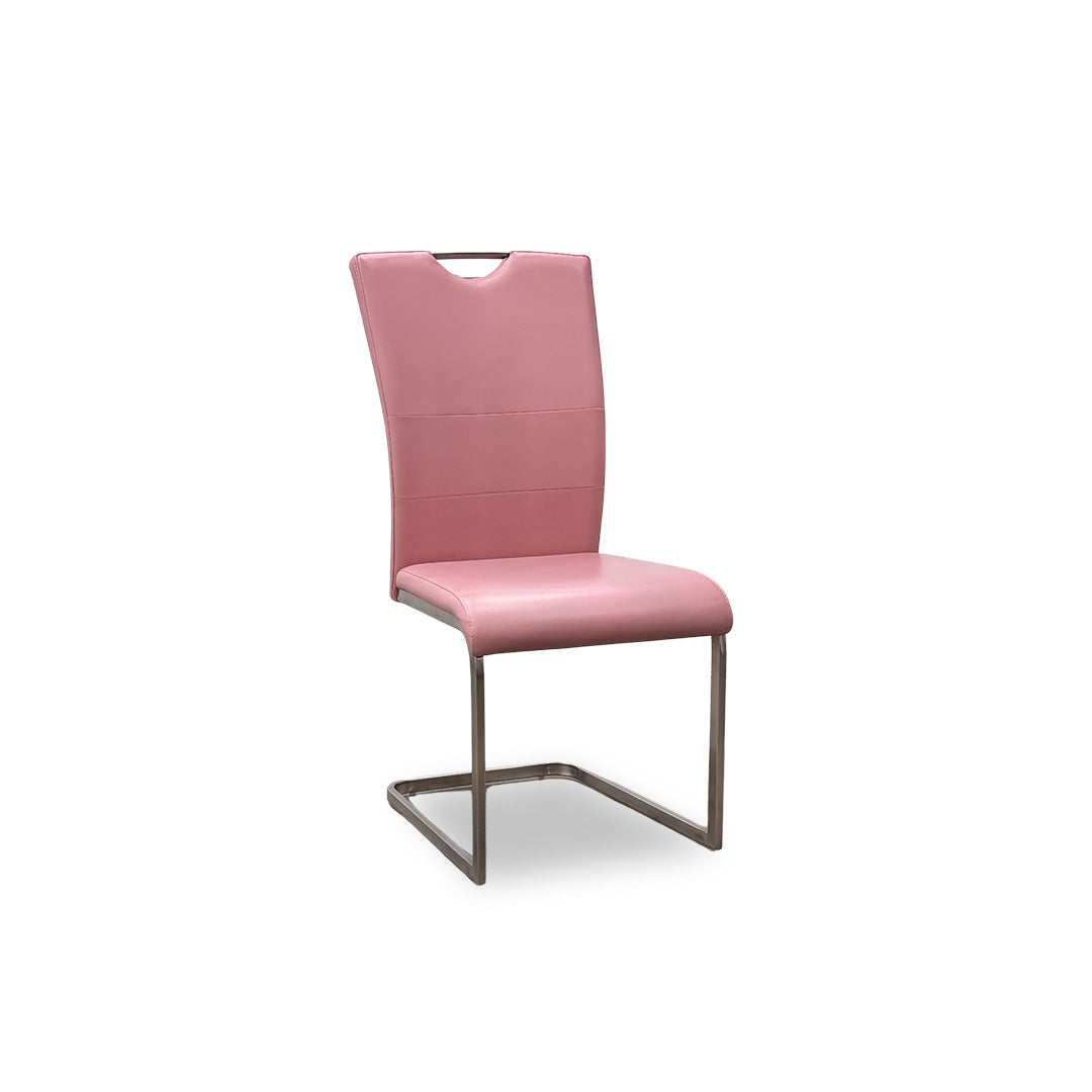 'Bianco' Pink Faux Leather Cantilever Dining Chair
