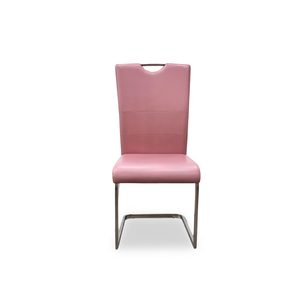 'Bianco' Pink Faux Leather Cantilever Dining Chair