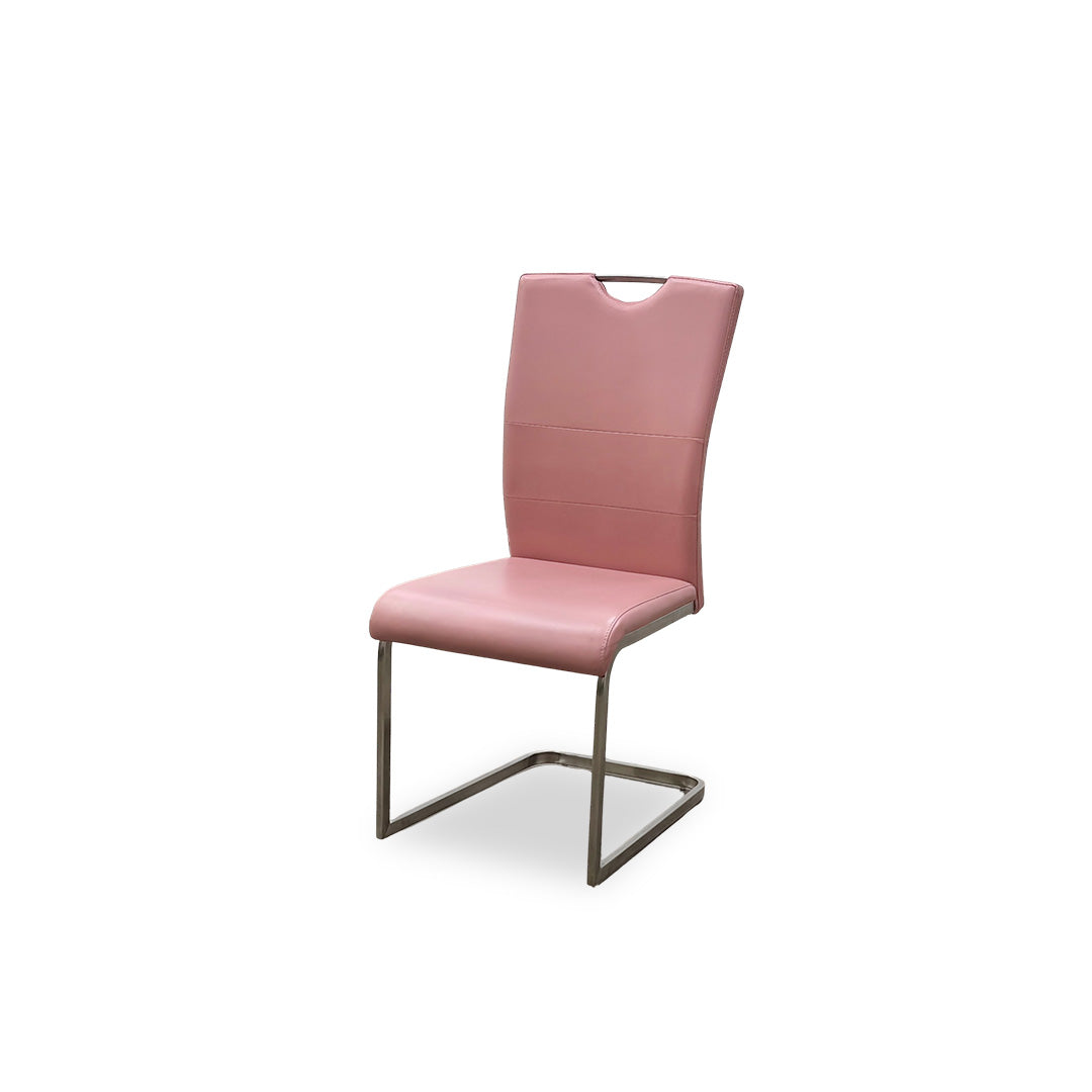 'Bianco' Pink Faux Leather Cantilever Dining Chair