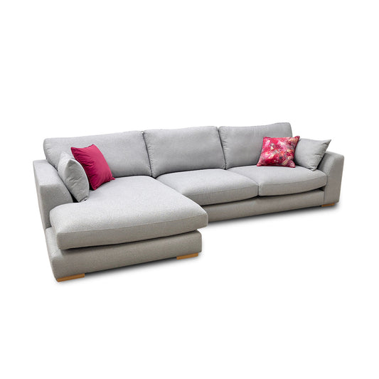 'Calix' Grey Calix Boucle Fabric Left Hand Facing Large Chaise End Sofa
