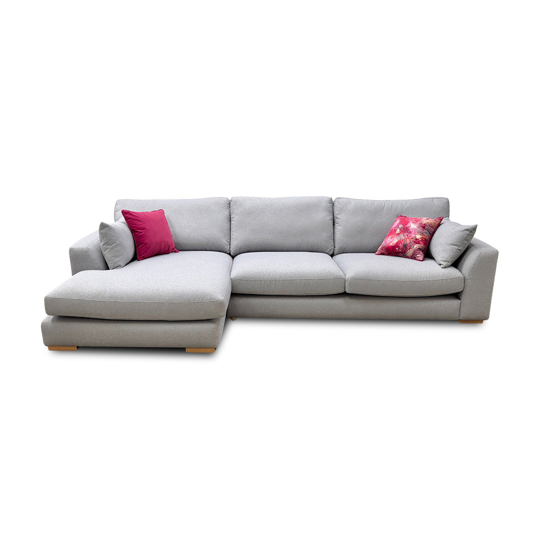 'Calix' Grey Calix Boucle Fabric Left Hand Facing Large Chaise End Sofa