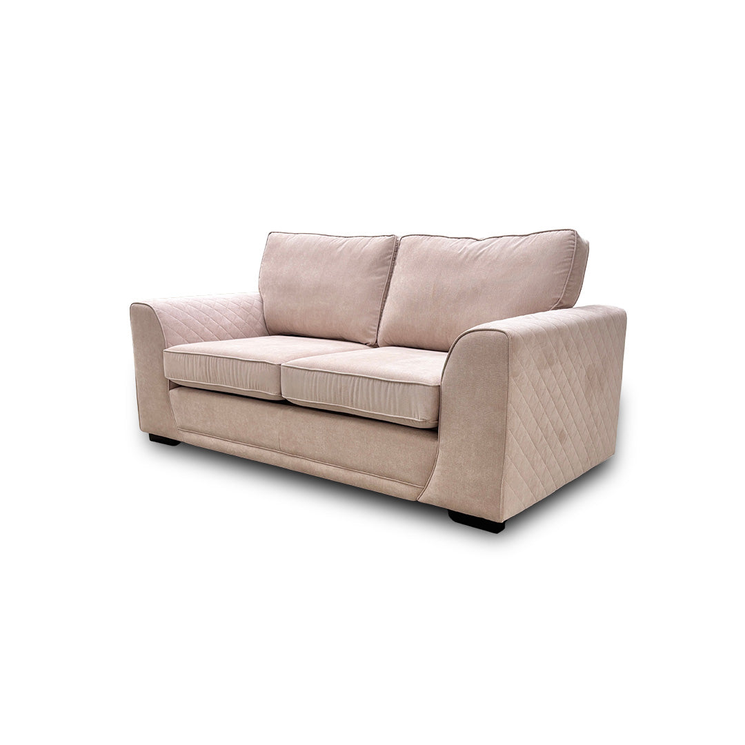 'Orka' Old Rose Plaza Linen Fabric Large 2 Seater Deluxe Sofa Bed
